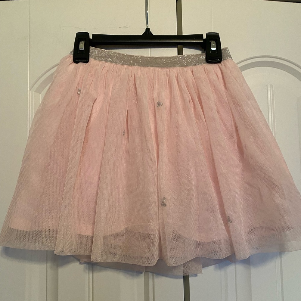 Girls blush pink tulle skirt, size 7, layers with shorts, jeweled